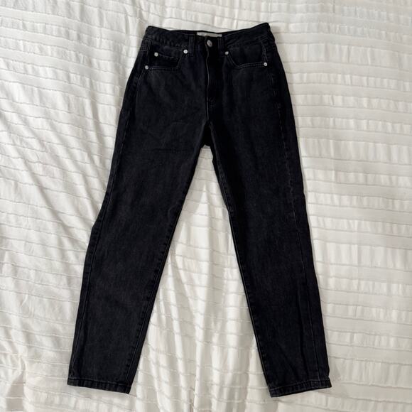 Garage Black High Rise Straight Leg Jeans Women's 03 Grunge Y2K Cropped Indie - Picture 14 of 16
